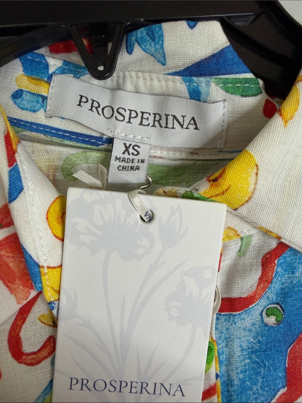 Prosperina Luca Blue Sicilian Tile Print Linen Romper - Picture 6 of 6